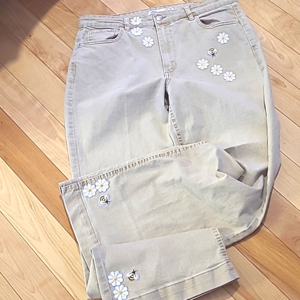 Jeans beige strechy wide leg